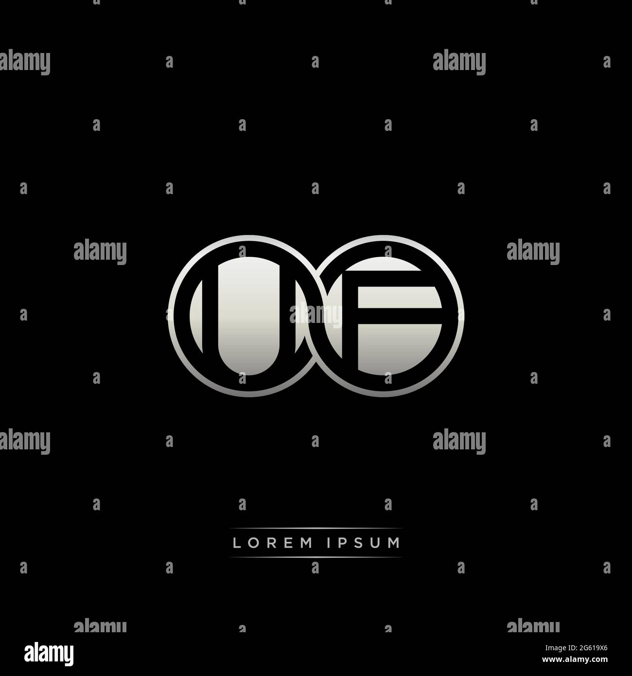 Lettre initiale cercle lié capitale monogramme logo modèle moderne or couleur version isolée sur fond noir Illustration de Vecteur