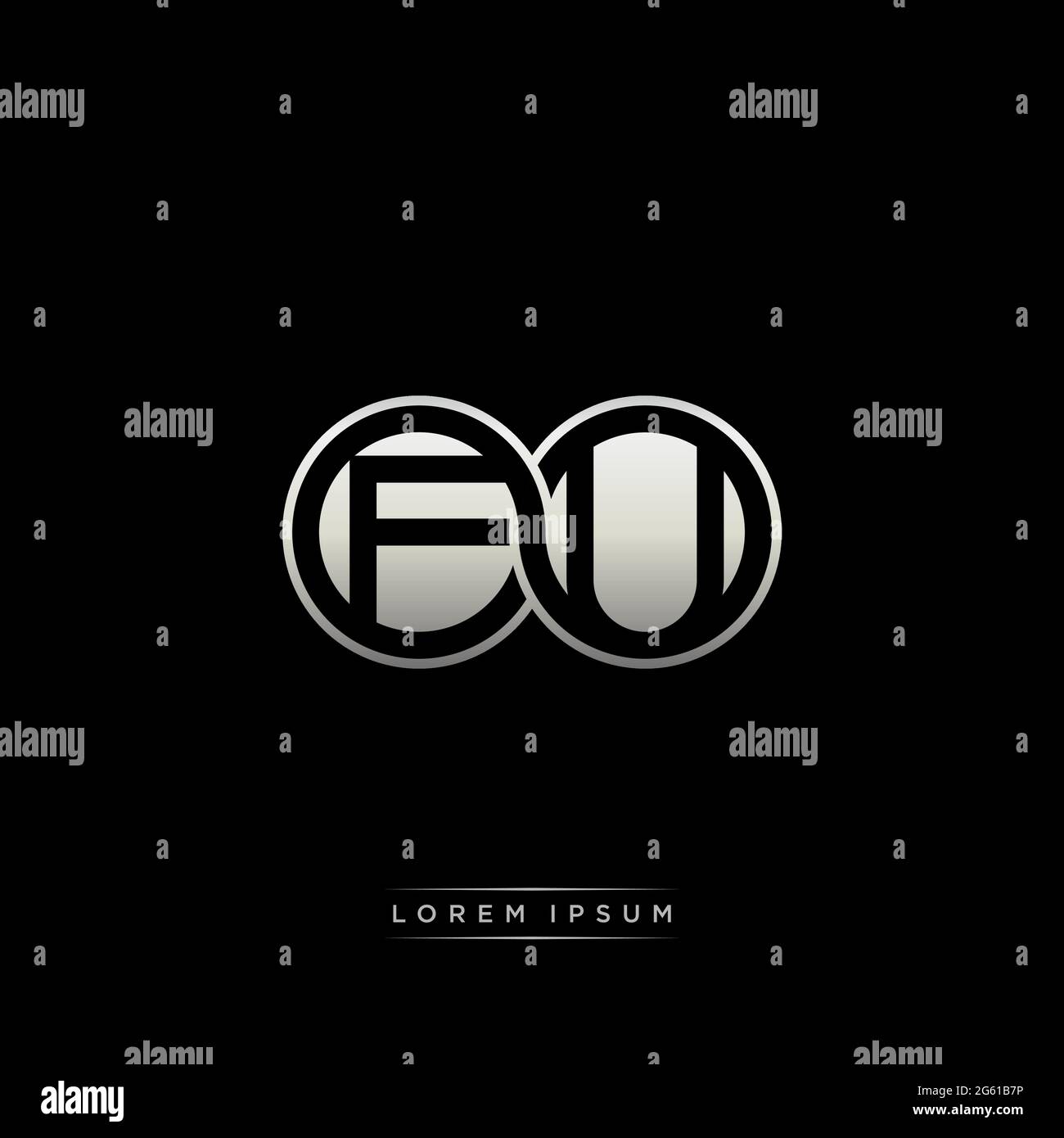 Lettre initiale cercle lié capitale monogramme logo modèle moderne or couleur version isolée sur fond noir Illustration de Vecteur