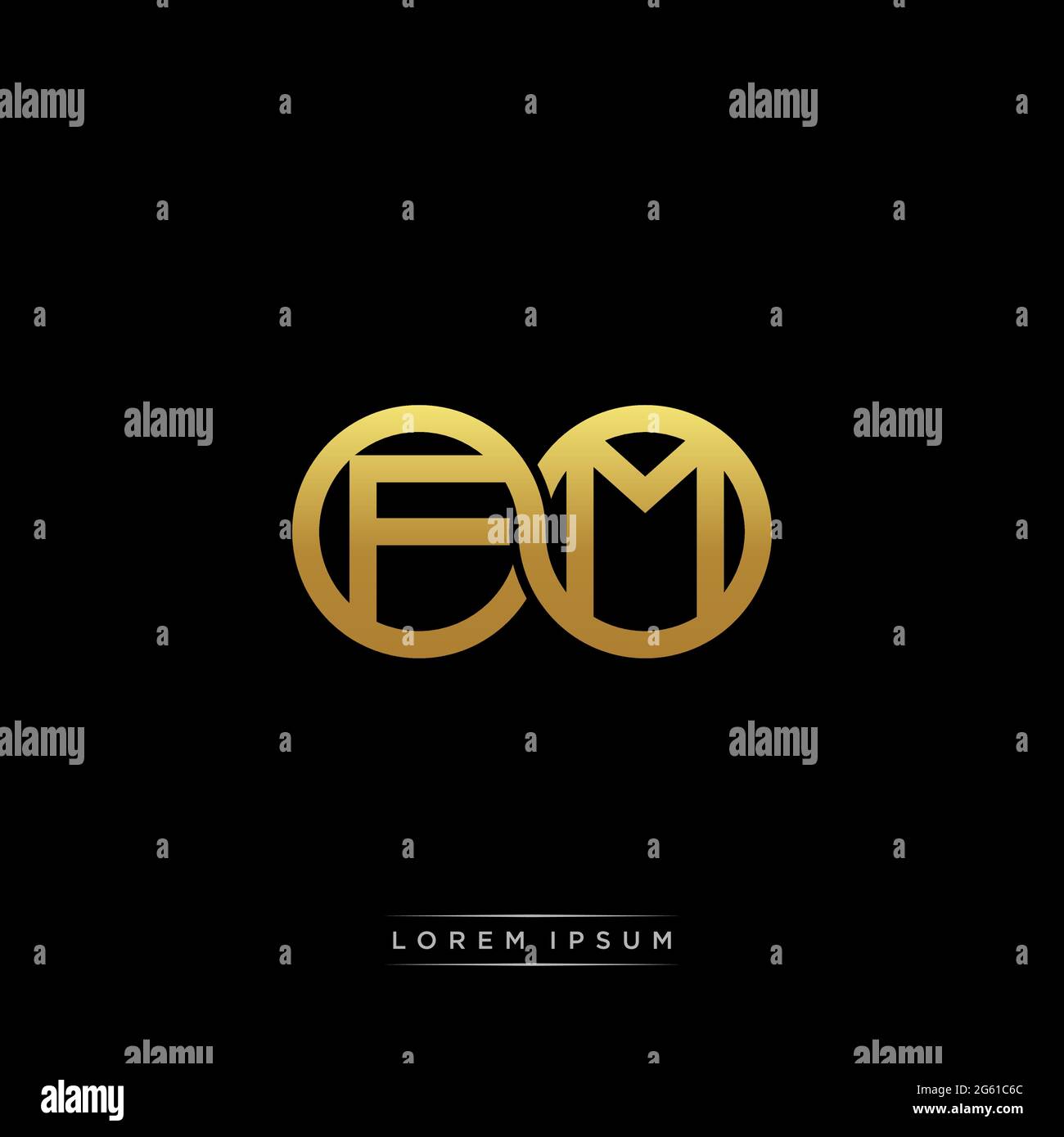 lettre initiale cercle lié capitale monogramme logo modèle moderne or couleur version isolée sur fond noir Illustration de Vecteur