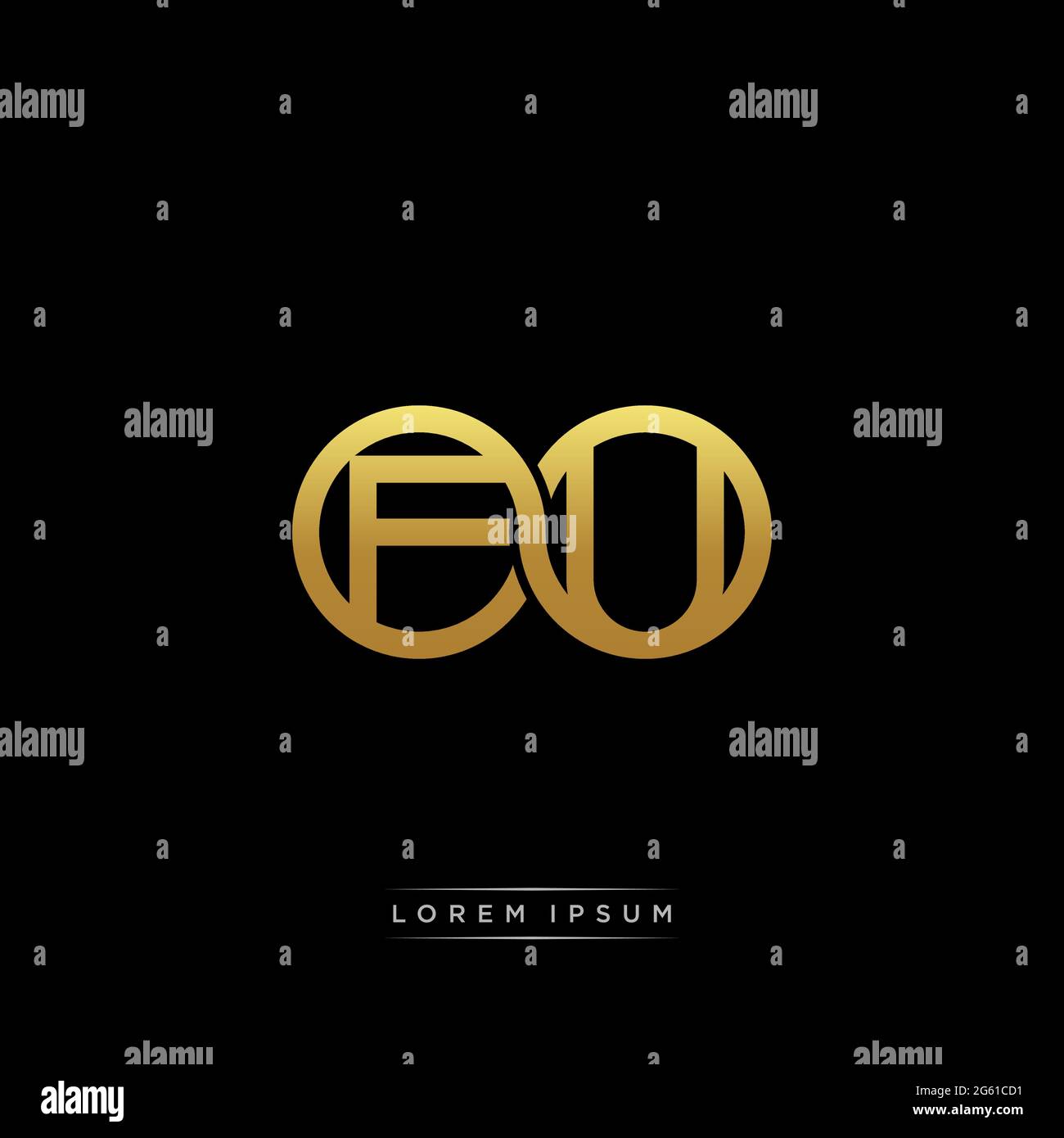 lettre initiale cercle lié capitale monogramme logo modèle moderne or couleur version isolée sur fond noir Illustration de Vecteur