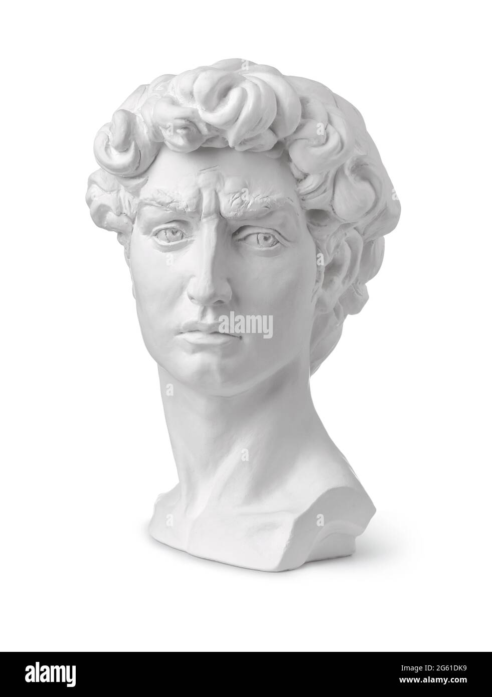 Buste en plâtre de David isolé sur blanc Banque D'Images