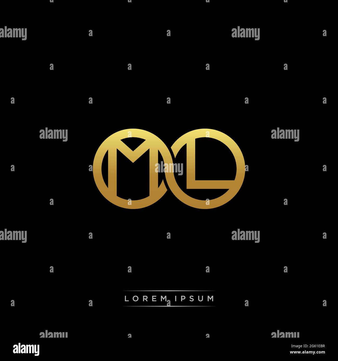 lettre initiale cercle lié capitale monogramme logo modèle moderne or couleur version isolée sur fond noir Illustration de Vecteur