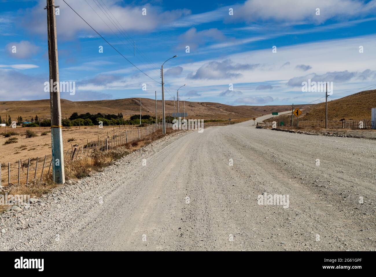 Route de terre dans le sud de la Patagonie, au Chili Banque D'Images