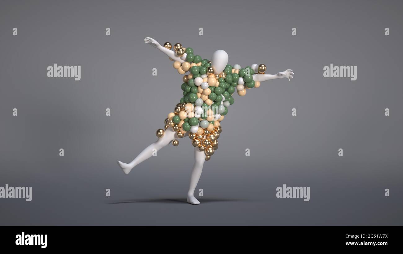 Homme dansant fait de ballons. Danse de ballon, humain gonflable. Rendu 3D.  Illustration 3D Photo Stock - Alamy