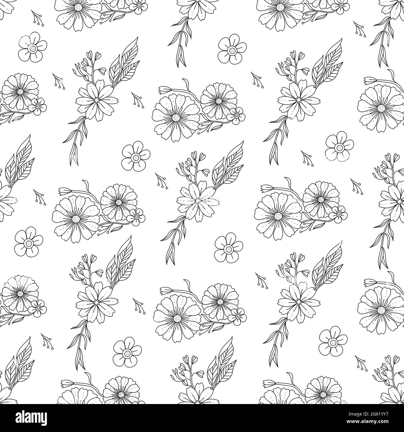Outline doodle fleurs en noir et blanc pour les livres de coloriage pour  adultes, motif floral monocrome. Illustration d'esquisse vectorielle, style  dessiné à la main Image Vectorielle Stock - Alamy