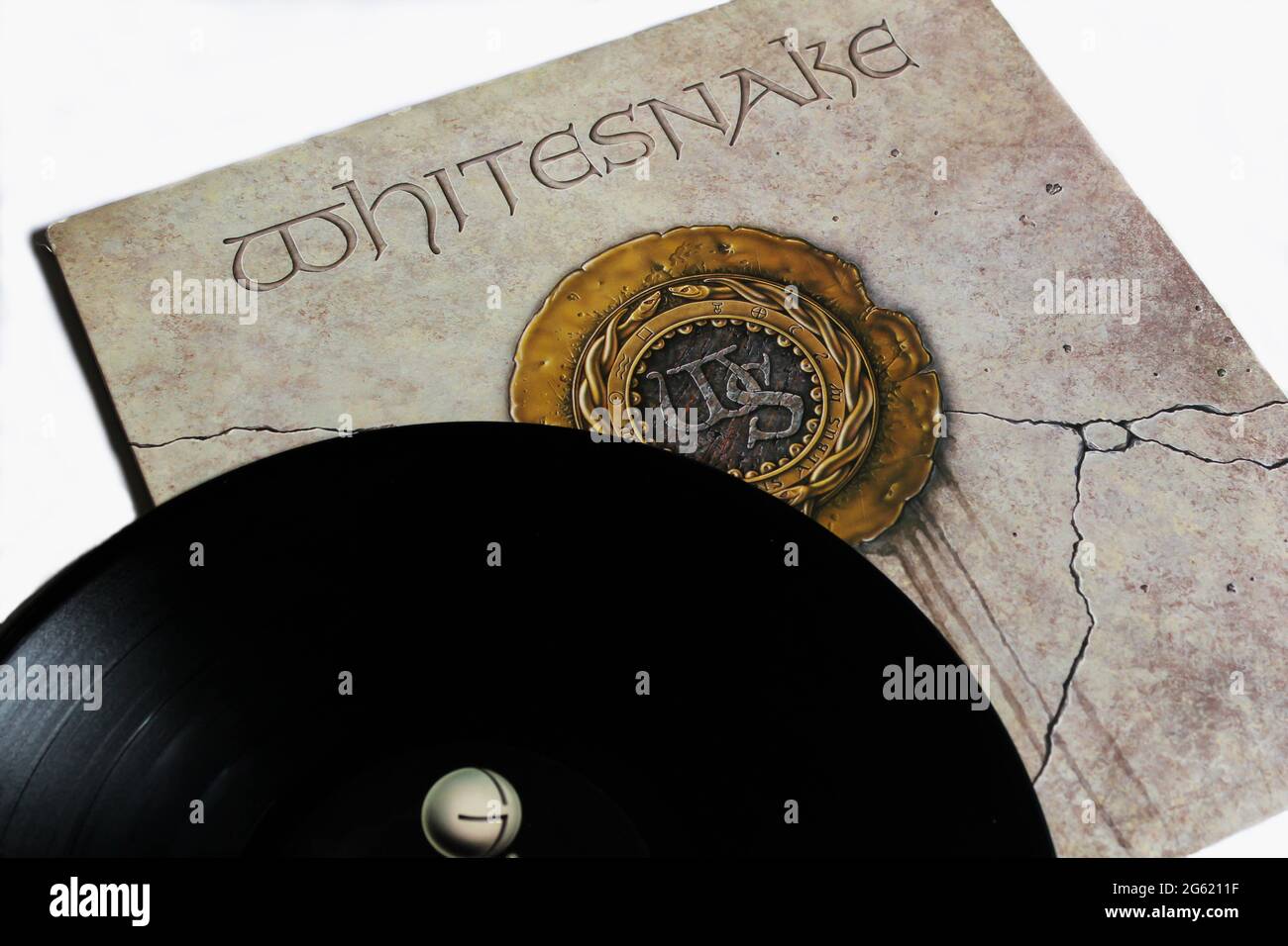 Groupe rock classique, Whitesnake, album de musique sur disque vinyle LP. Album auto-titré. Couverture de l'album Banque D'Images