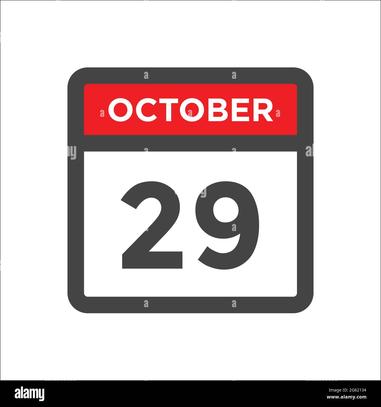 Icône du calendrier d'octobre 29 - jour du mois Illustration de Vecteur
