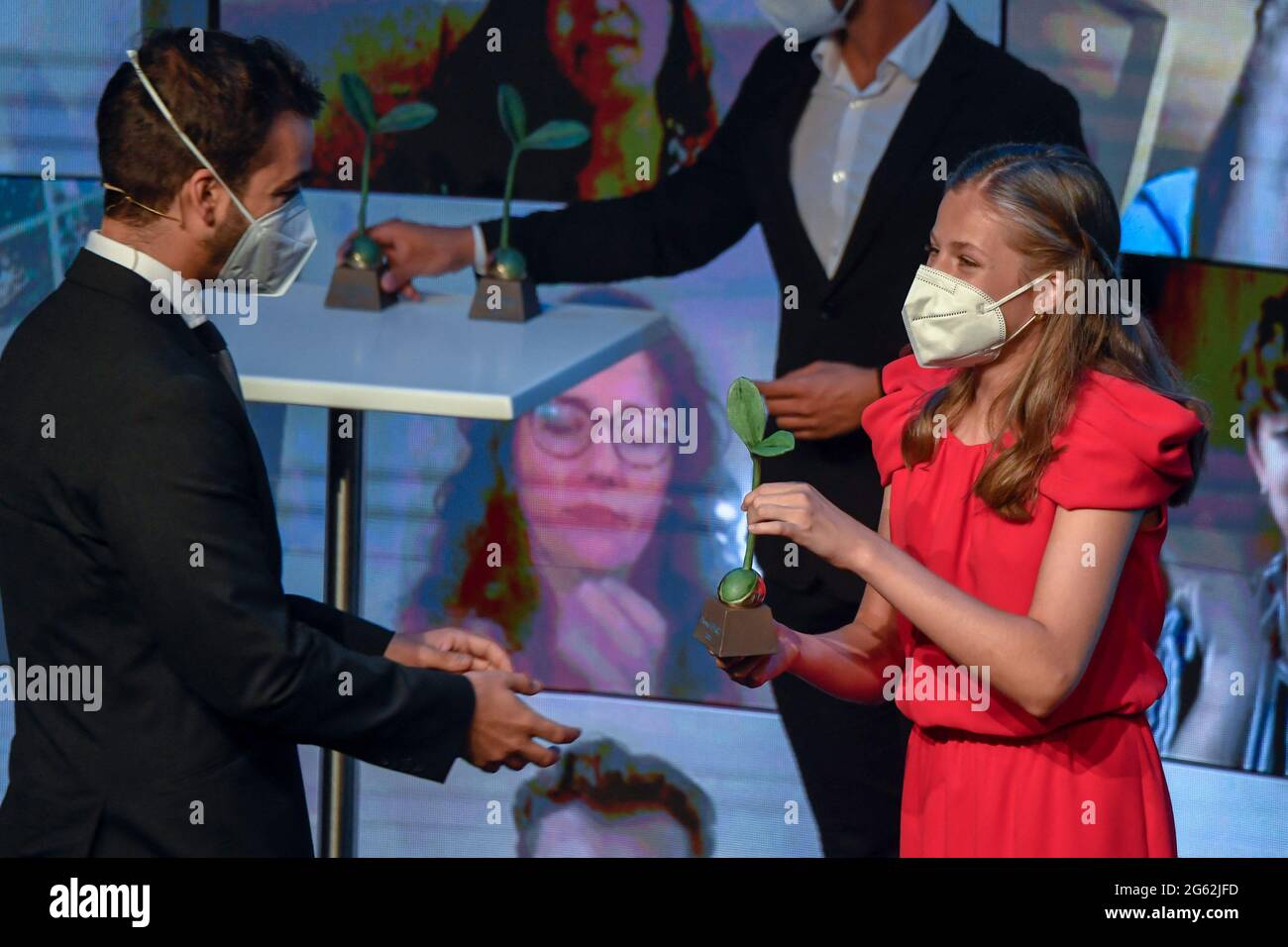 Barcelone, Espagne. 1er juillet 2021. La princesse Leonor d'Espagne assiste aux Girona Princess Awards 2020 et 2021 qui se sont tenus à Barcelone, Espagne, le 01 juillet 2021. Photo par Archie Andrews/ABACAPRESS.COM crédit: Abaca Press/Alay Live News Banque D'Images
