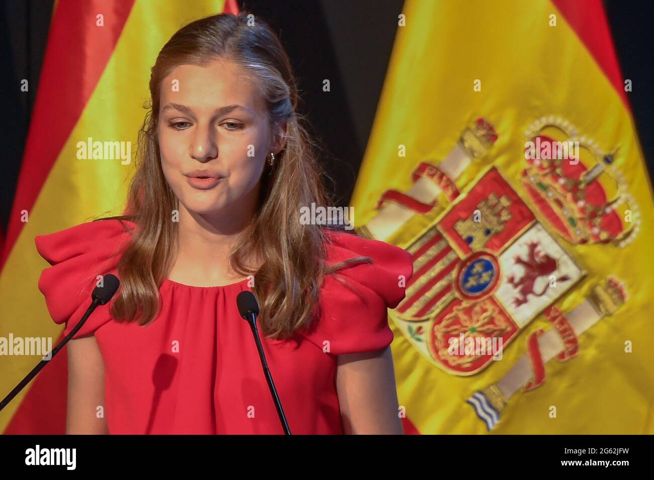Barcelone, Espagne. 1er juillet 2021. La princesse Leonor d'Espagne assiste aux Girona Princess Awards 2020 et 2021 qui se sont tenus à Barcelone, Espagne, le 01 juillet 2021. Photo par Archie Andrews/ABACAPRESS.COM crédit: Abaca Press/Alay Live News Banque D'Images
