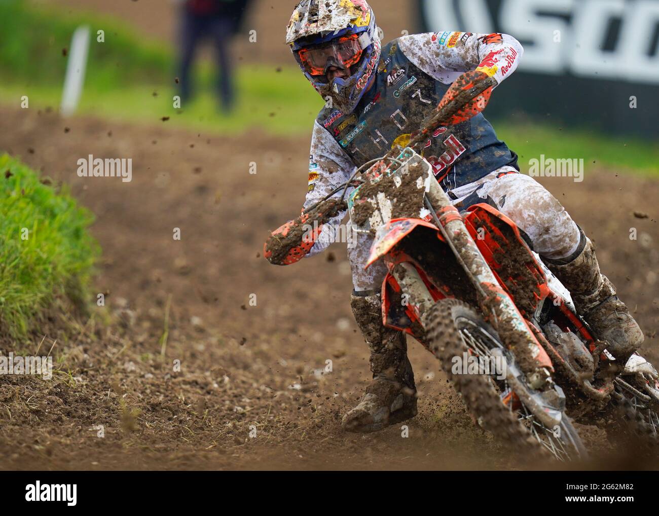 Lors de la course 1 du MX2 dans la jambe britannique des Championnats du monde de motocross FIM 2021, le dimanche 27 juin 2021, à Matterley Basin, Winchester, Ki Uni Banque D'Images