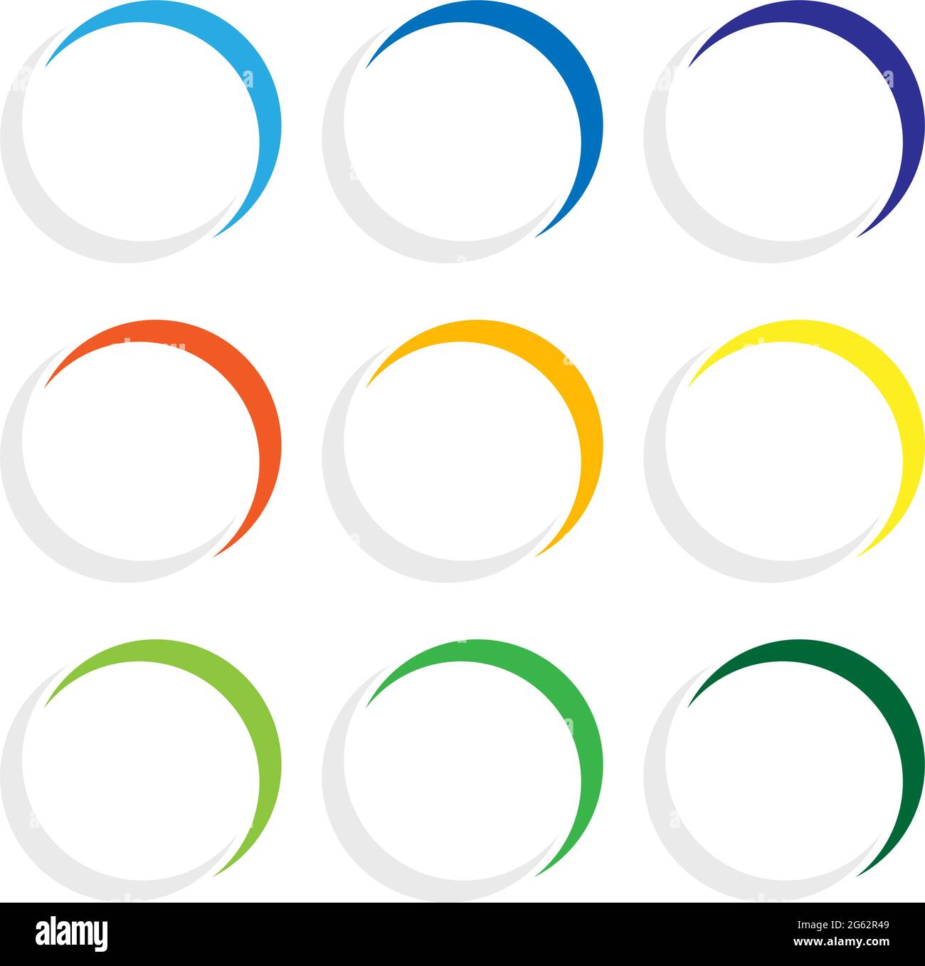 Cercle, icône demi-cercle, symbole. Cadre circulaire, bordure ...