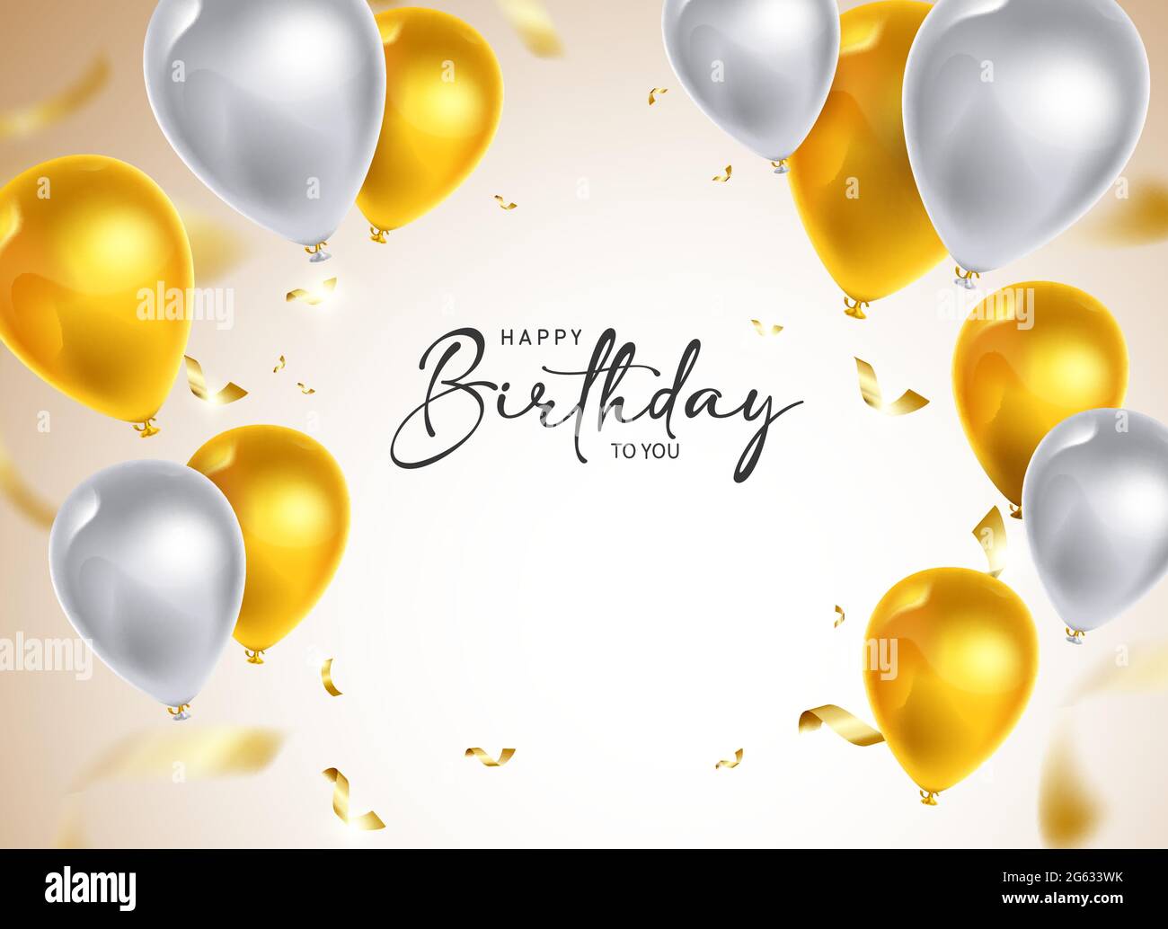 Arriere Plan De La Banniere Vecteur D Anniversaire Heureux Joyeux Anniversaire A Vous Texte De Salutation Avec Des Elements De Fete Surprise Comme Des Ballons Et Des Confetti Pour Le Jour De Naissance Image