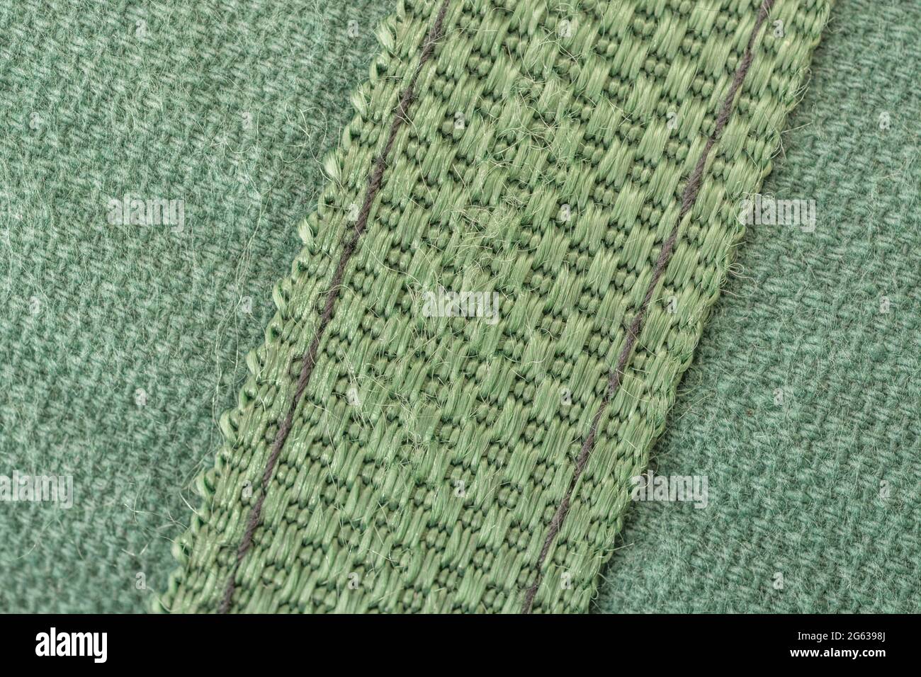 Gros plan abstrait de coutures / points de suture de l'élément en toile. Pour le point dans le temps idiom, bien sécurisé, compétences en plein air, bushcraft. Banque D'Images