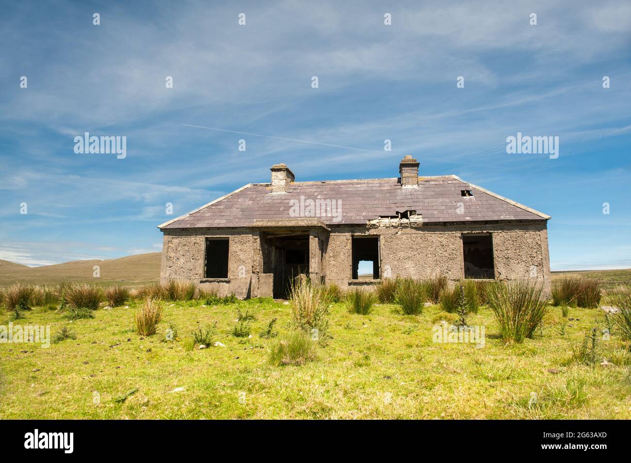 Cottage abandonné, Wild Atlantic Way, Cloonmanagh, Comté de Mayo, Irlande Banque D'Images