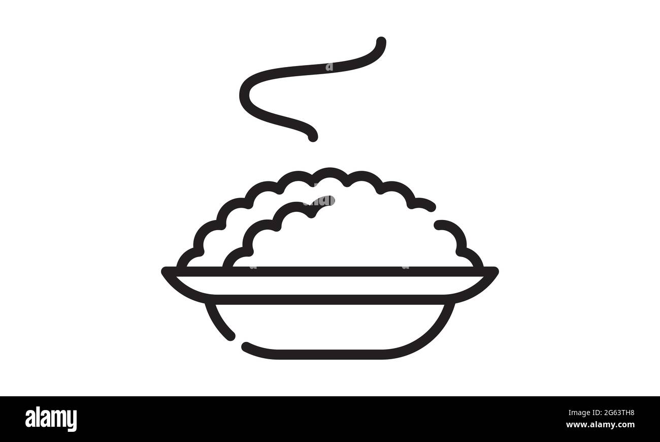 Bol avec porridge simple icône noire sur image vectorielle blanche Illustration de Vecteur