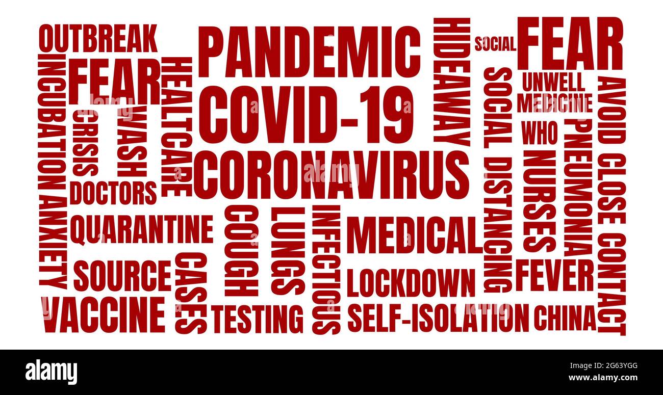Les textes du concept de coronavirus se déplacent sur fond blanc Banque D'Images