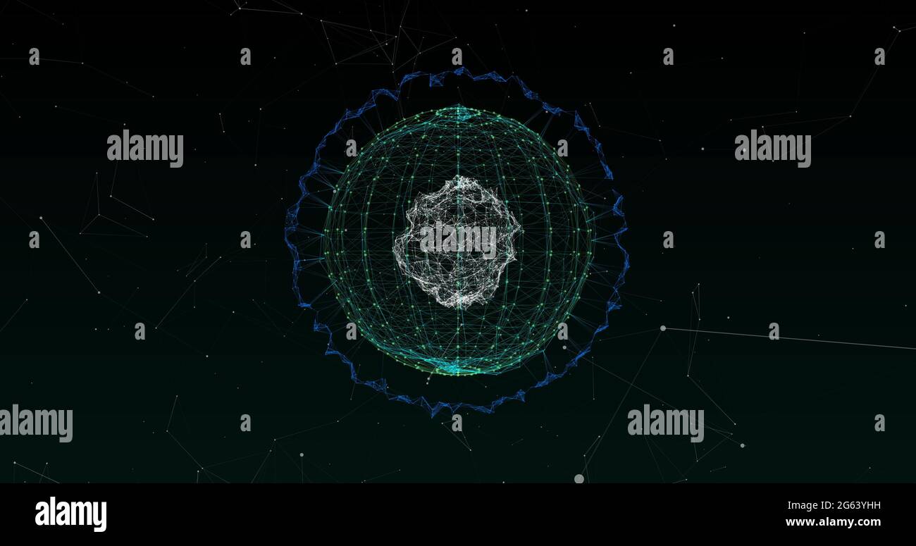 Sphère constituée de connexions sur fond noir Banque D'Images