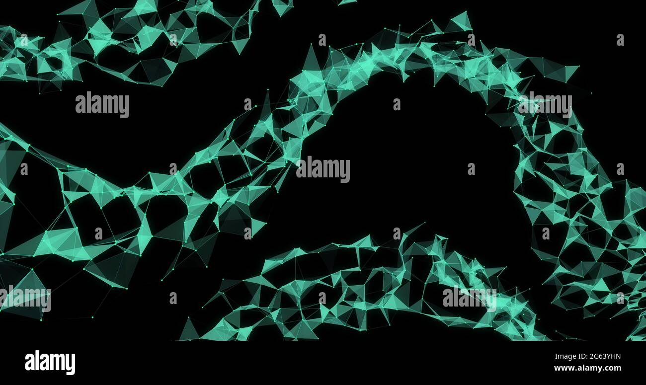 Formes géométriques vertes sur fond noir Banque D'Images