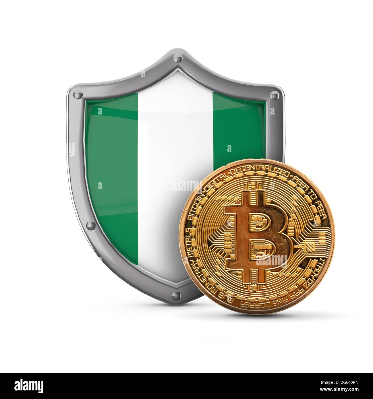 Bitcoin crypto-monnaie au Nigeria, rendu 3D isolé sur fond blanc Photo  Stock - Alamy