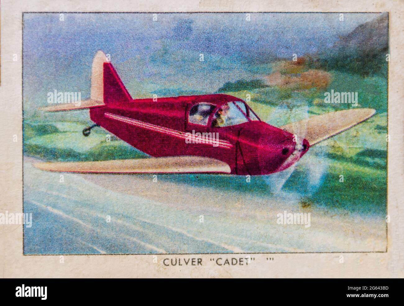 Un avion de cadets de Culver sur une carte à cigarettes Wings d'un ensemble appartenant à un vétéran de la Marine américaine qui a voyagé dans le monde entier. Banque D'Images