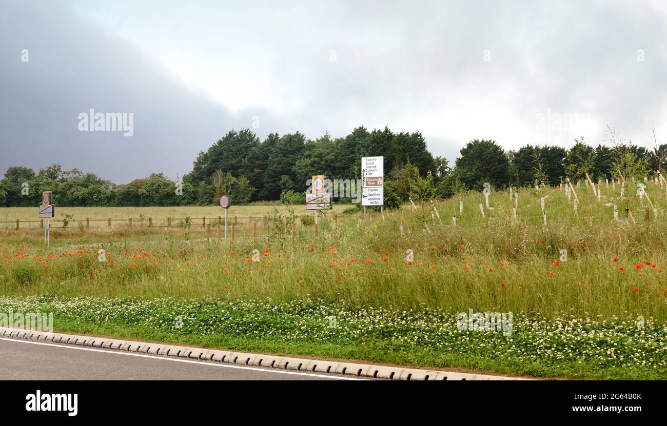 Changements à la campagne à Chipping Warden, Northamptonshire, après le début de la construction de la ligne ferroviaire HS2. Banque D'Images