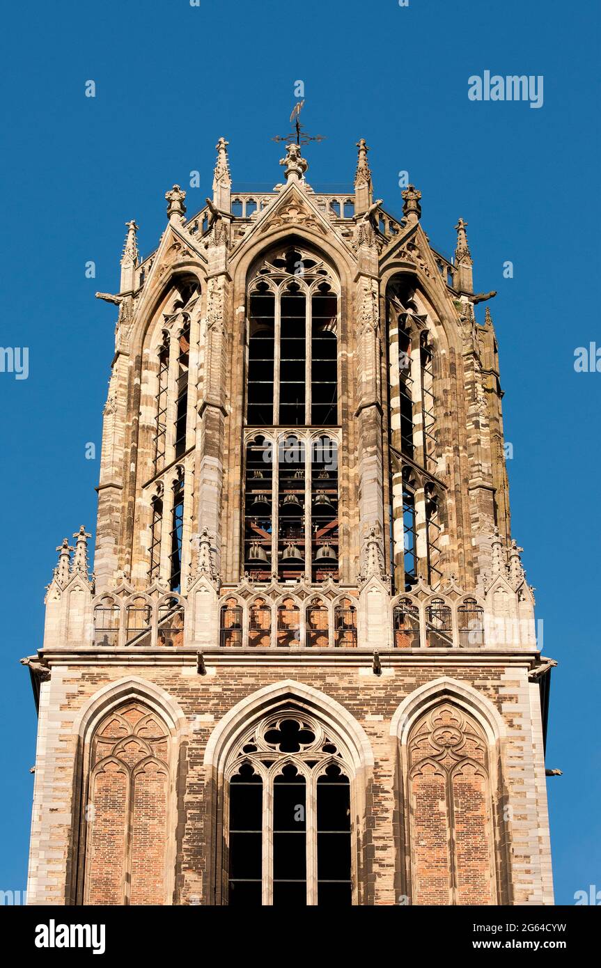 Haut du Domtoren (clocher de la cathédrale St Martin, 112 m, le plus haut des pays-Bas), Utrecht, pays-Bas Banque D'Images