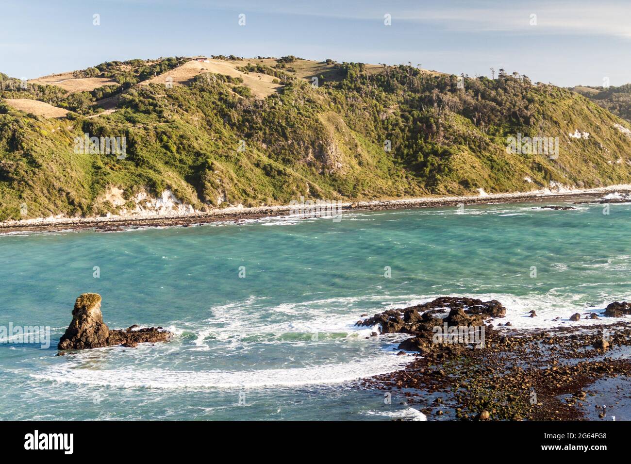 Paysage d'une côte de l'île de Chiloe, Chili Banque D'Images