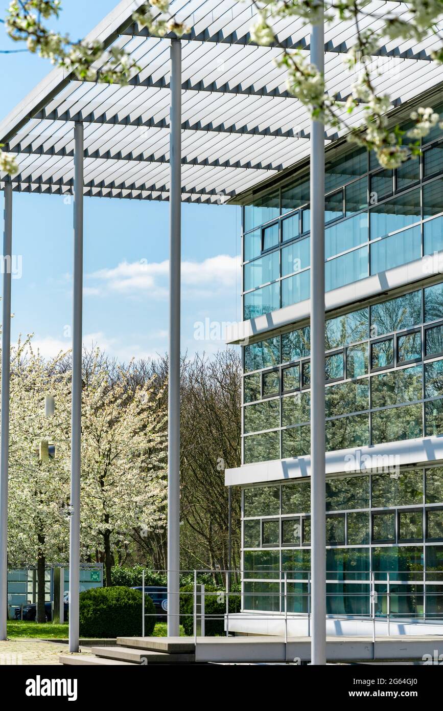 bâtiment de bureaux en verre. ville verte. Banque D'Images