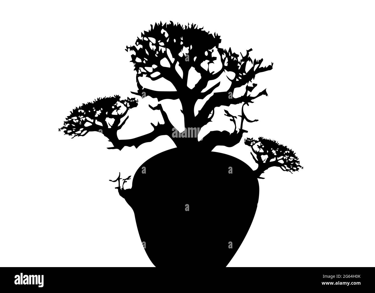 Boab ou Baobab Tree Vector isolé, icône représentant une silhouette d'arbre d'Andasonia. Baobab australien isolé sur fond blanc Illustration de Vecteur