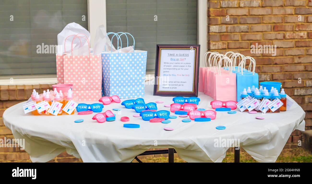 Décoration de fête rose et bleue pour hommes Banque D'Images