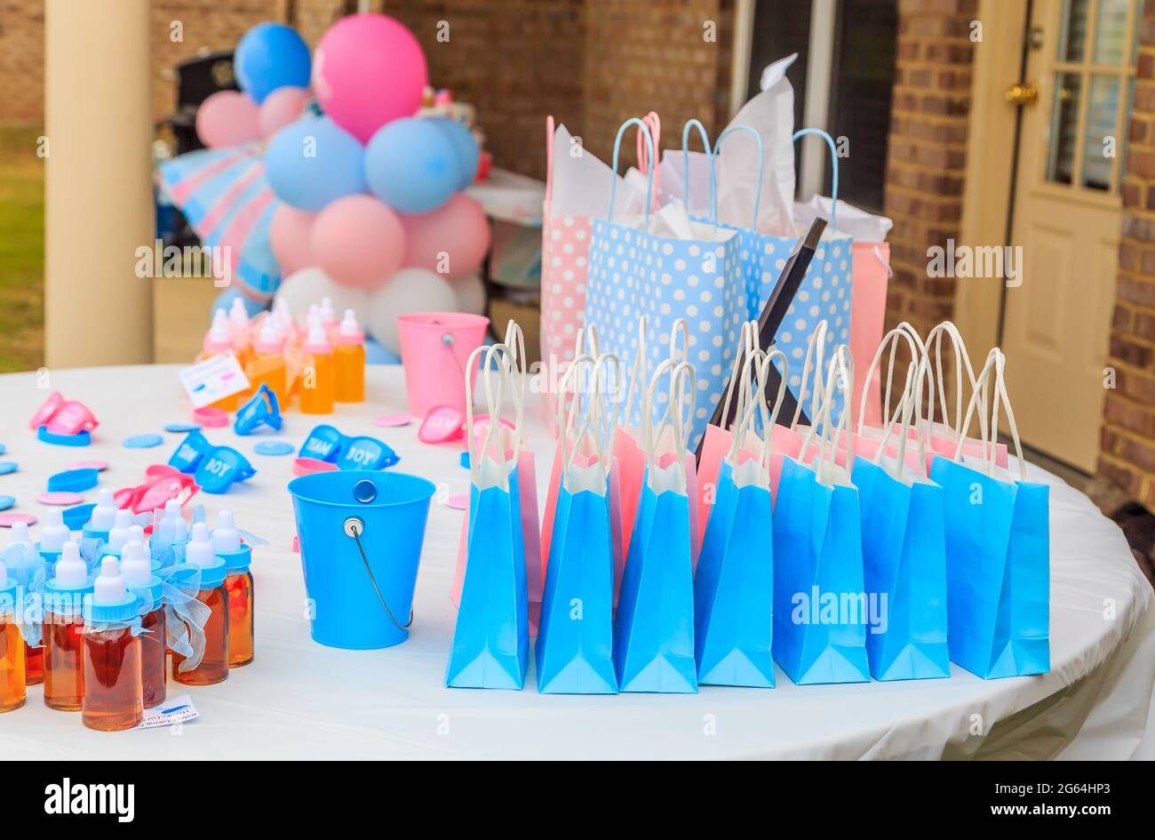 Décoration de fête rose et bleue pour hommes Banque D'Images