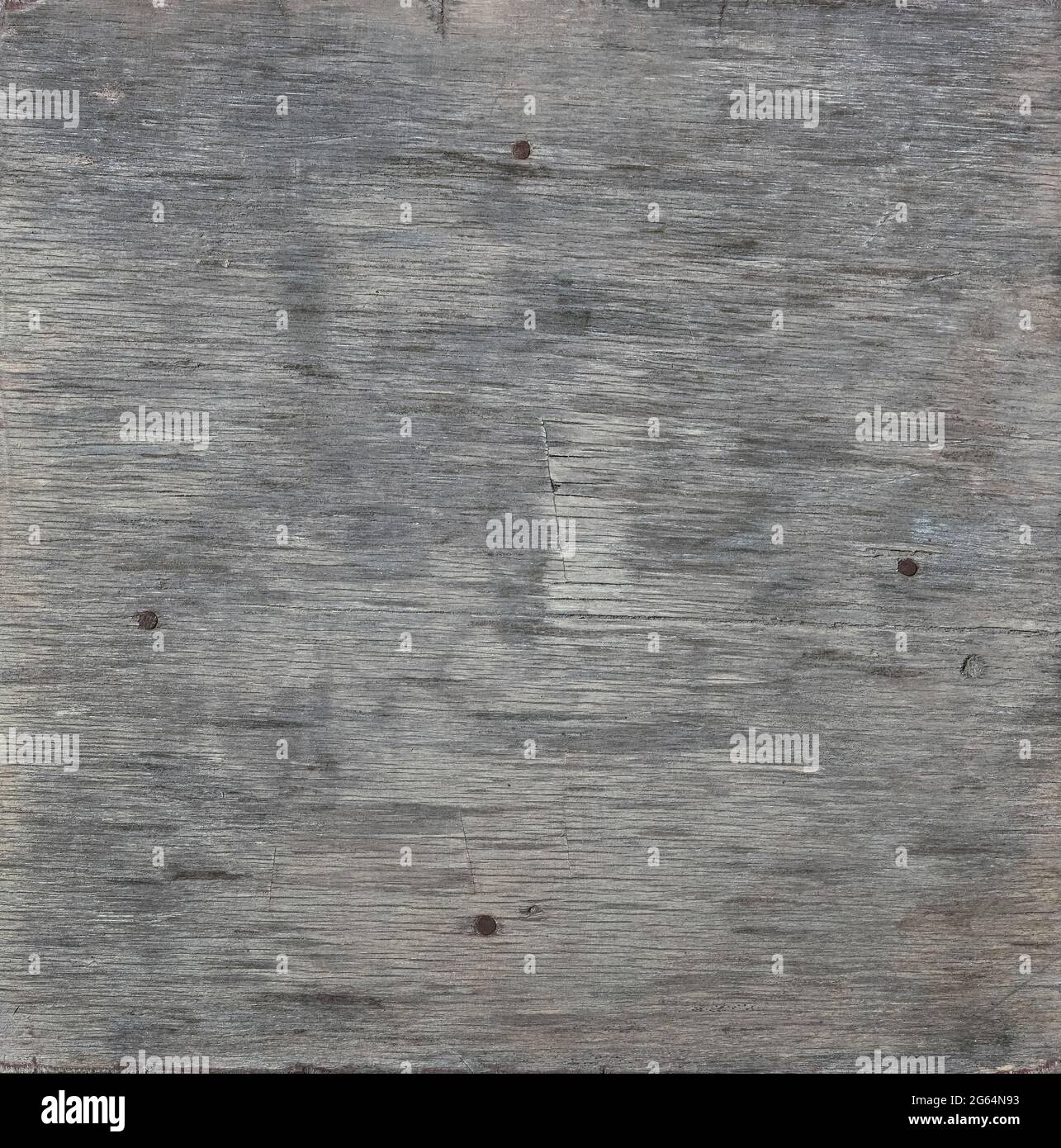 Gros plan texture de bois gris antique avec des nœuds et des taches Banque D'Images