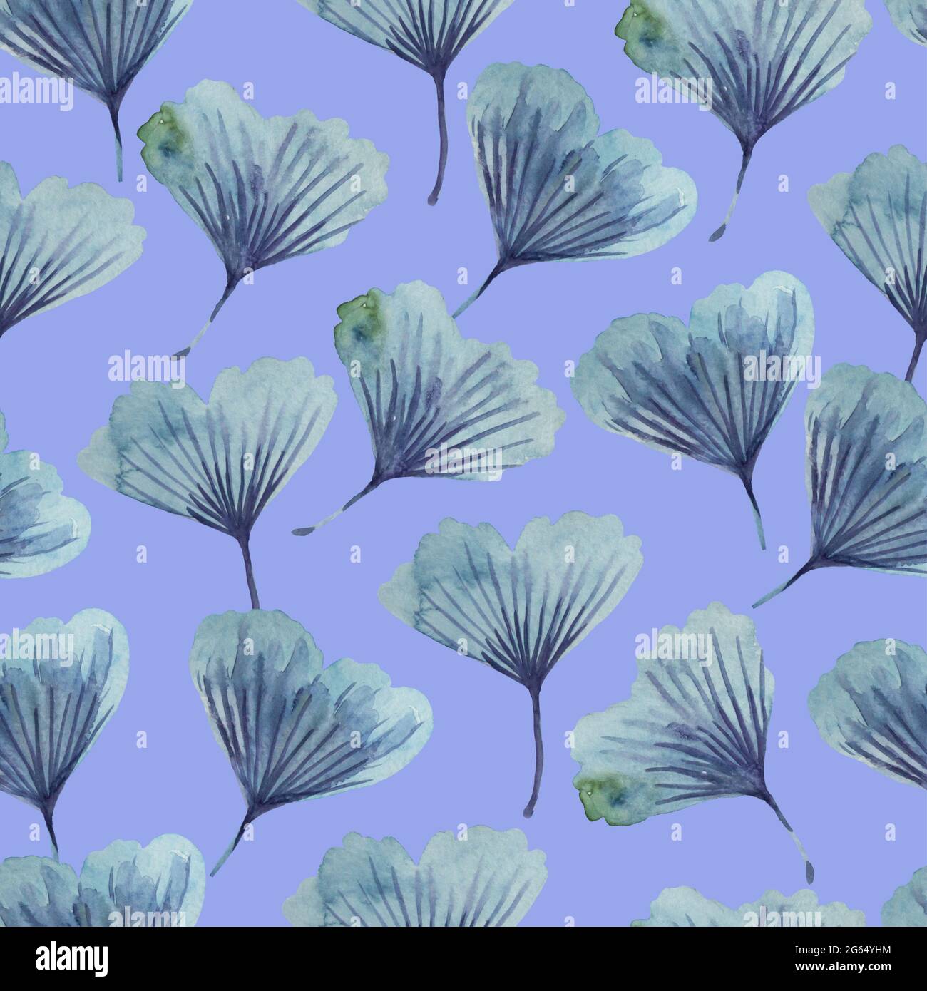 Aquarelle texture régulière sans couture avec feuilles de ginkgo biloba. Imprimé abstrait dessiné à la main. Banque D'Images