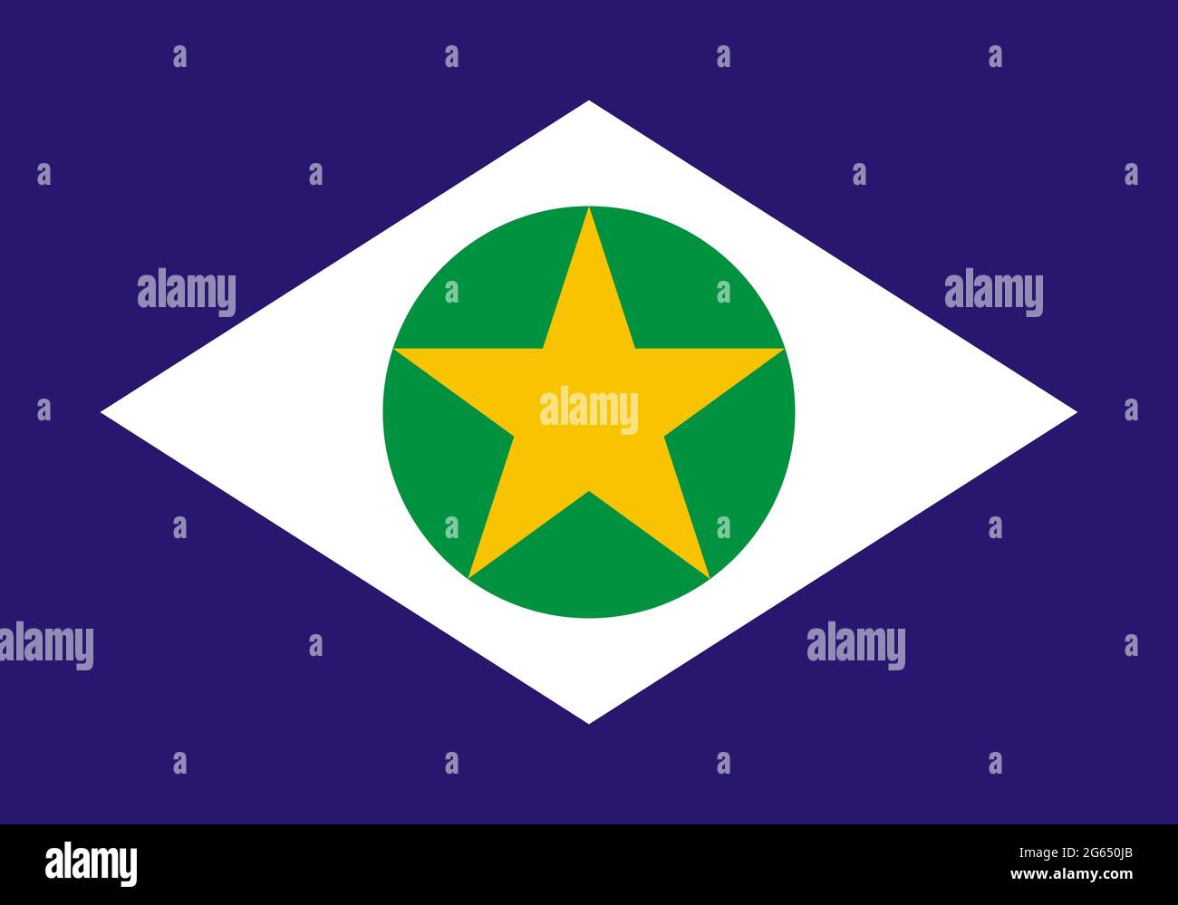 Grand drapeau plat officiel de Mato Grosso horizontal Banque D'Images