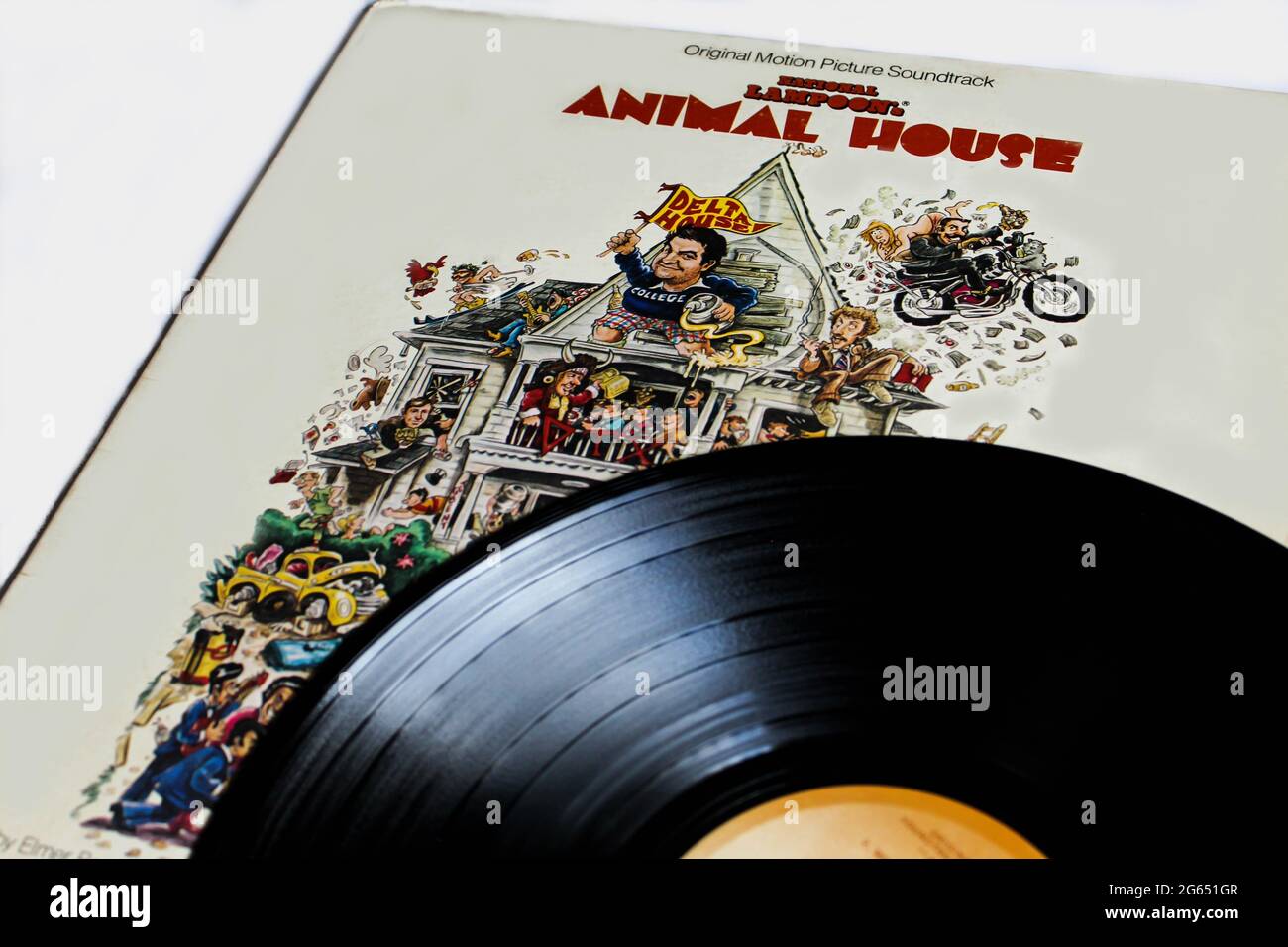 National Lampoon's Animal House Original Motion Picture Album de musique Soundtrack sur disque vinyle LP. Film classique. Couverture de l'album Banque D'Images