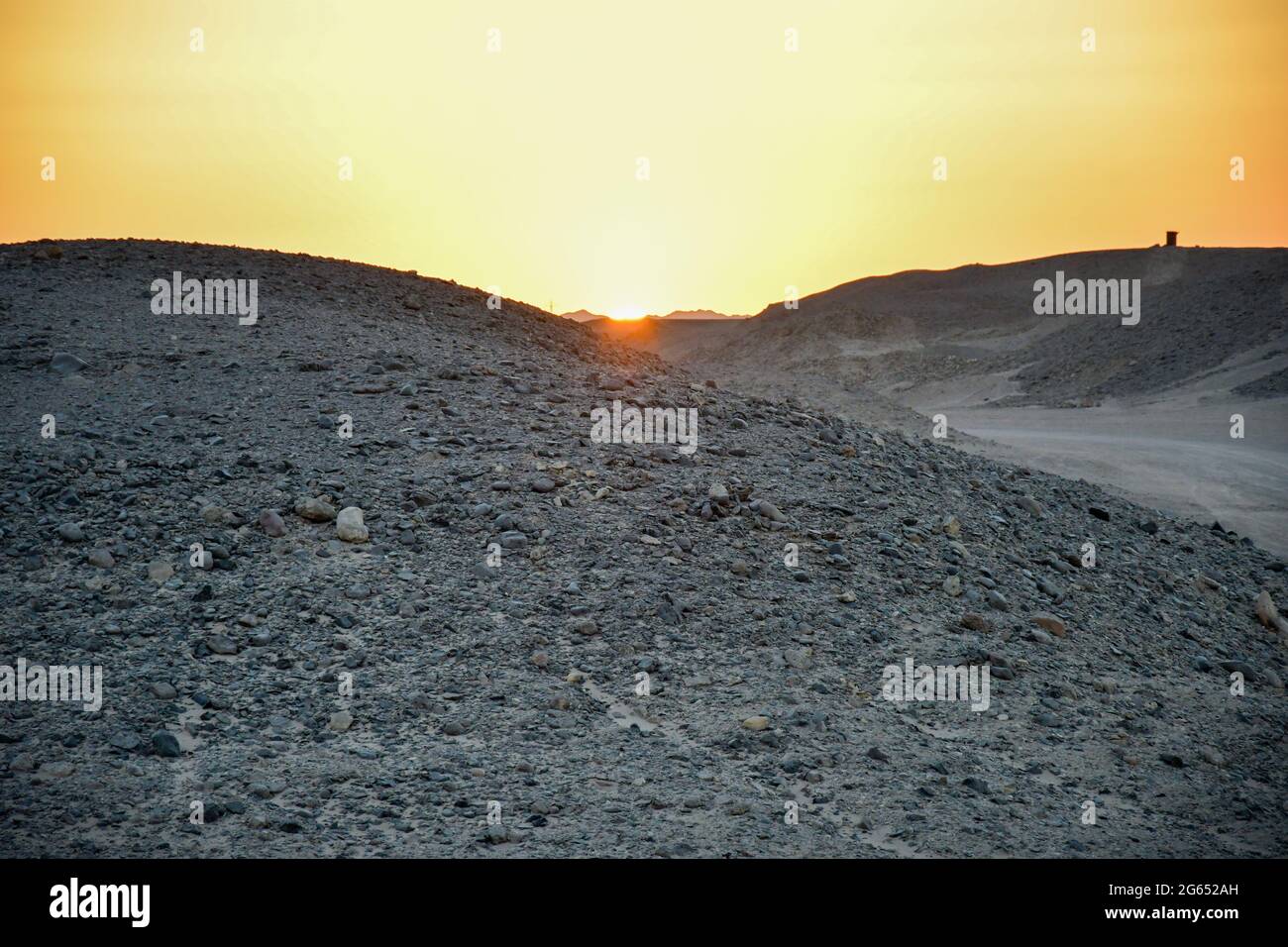 Coucher de soleil sur le desert Banque D'Images