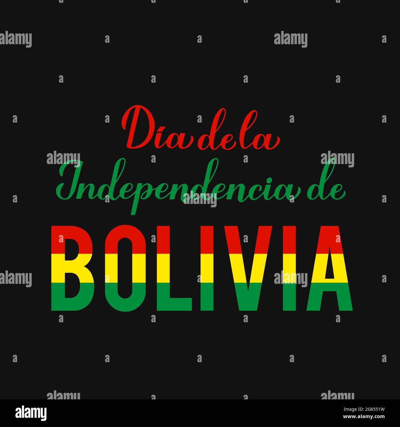 Bolivie jour de l'indépendance lettres calligraphiques en espagnol. Fête nationale célébrée le 6 août. Modèle vectoriel pour poster typographique, bannière, gre Illustration de Vecteur