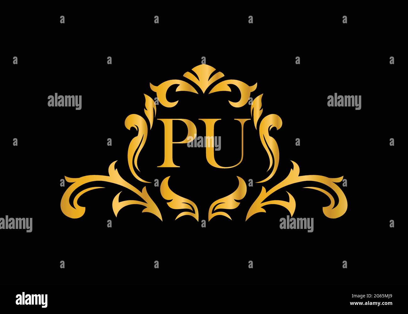 Lettres alphabétiques de luxe pu. Alphabet floral doré . Initiales du monogramme parfaitement pour les invitations de mariage, carte de voeux, logo, et autre design. Illustration de Vecteur