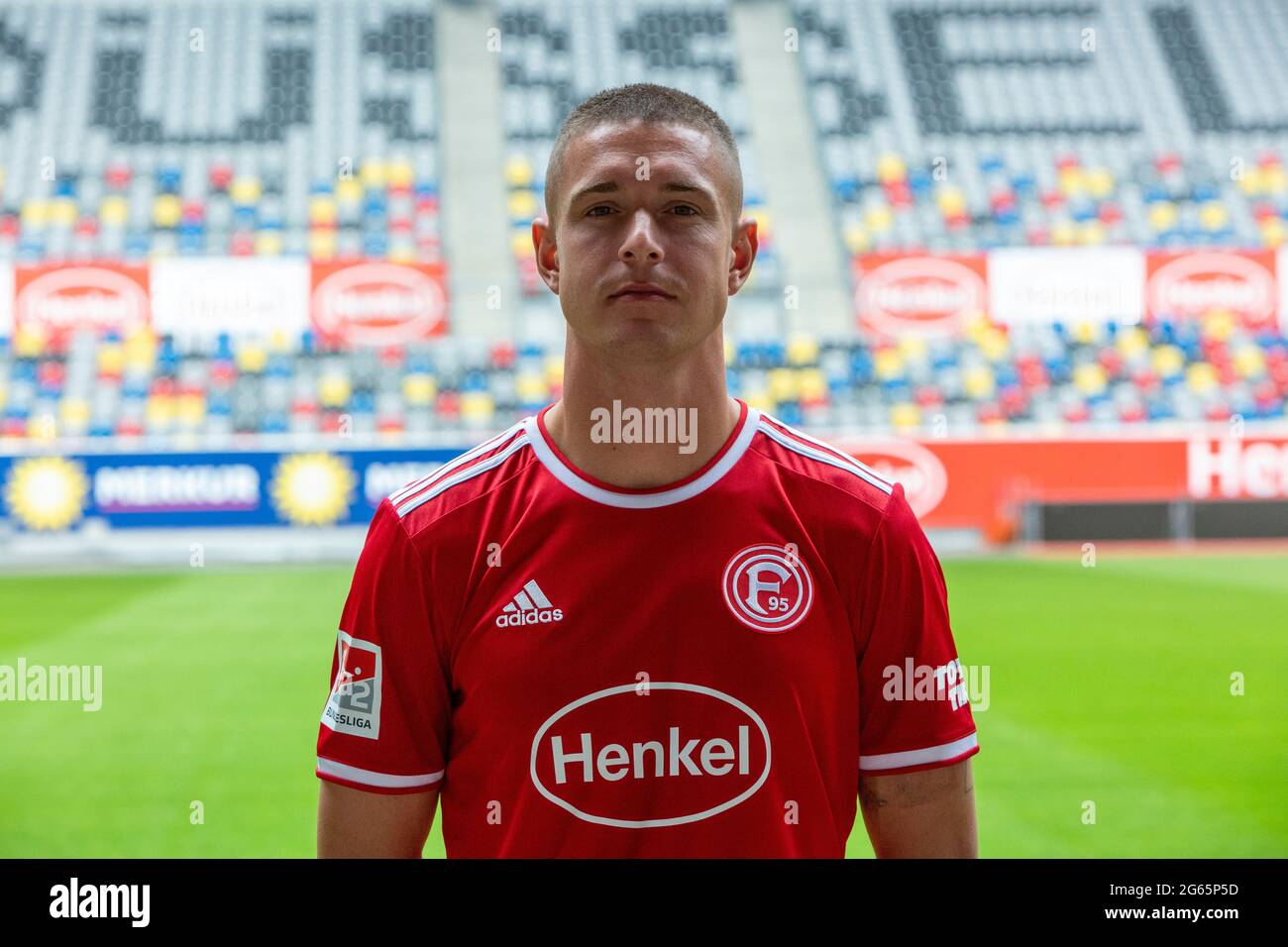football, 2. Bundesliga, 2021/2022, Fortuna Duesseldorf, Merkur Spiel Arena, Media Day, Présentation de l'équipe pour la nouvelle saison de jeu, photo de presse, Kristoffer Peterson Banque D'Images