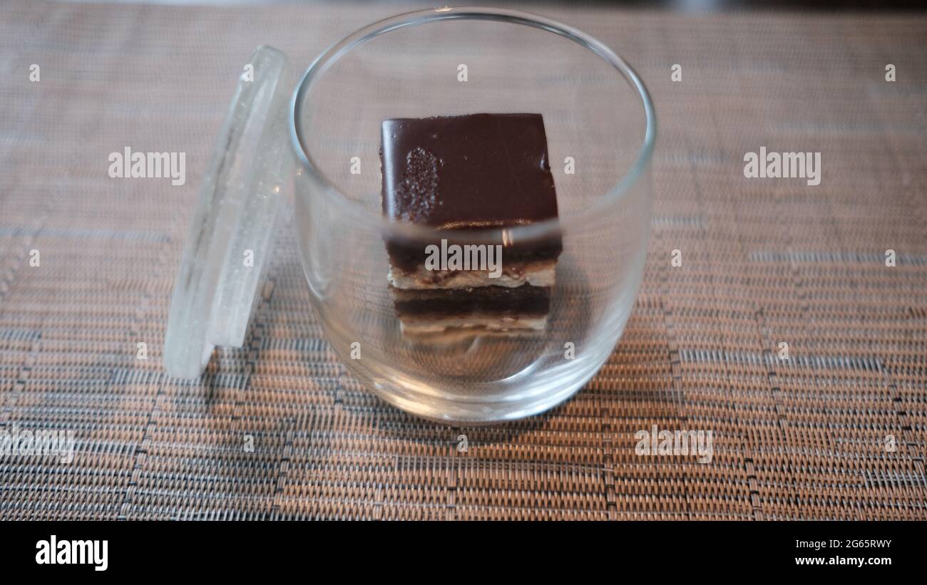 Opera Cake Desert Fine Dining buffet cuisine gastronomique Bangkok Thaïlande Banque D'Images