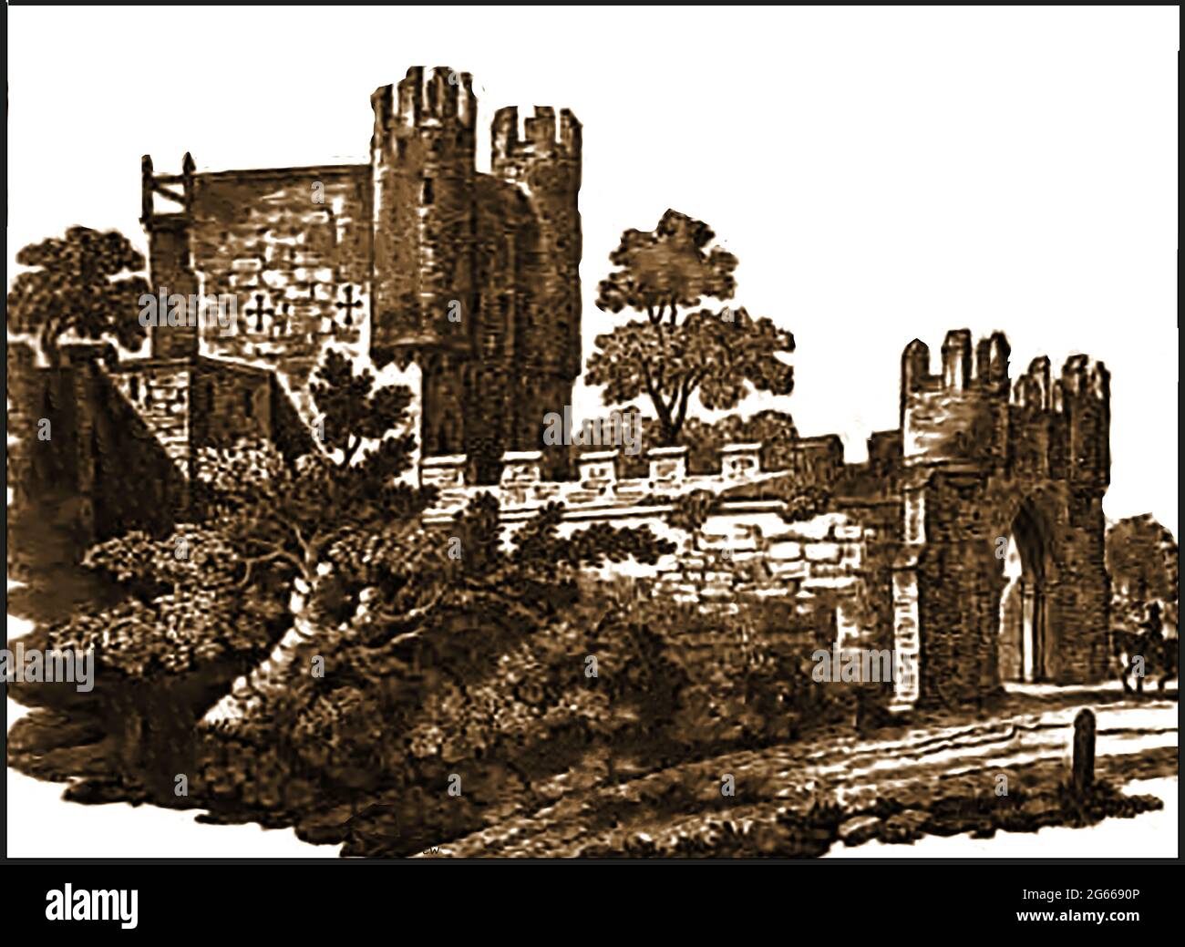 Walmgate Bar, York, U.K comme il était dans les temps anciens Banque D'Images