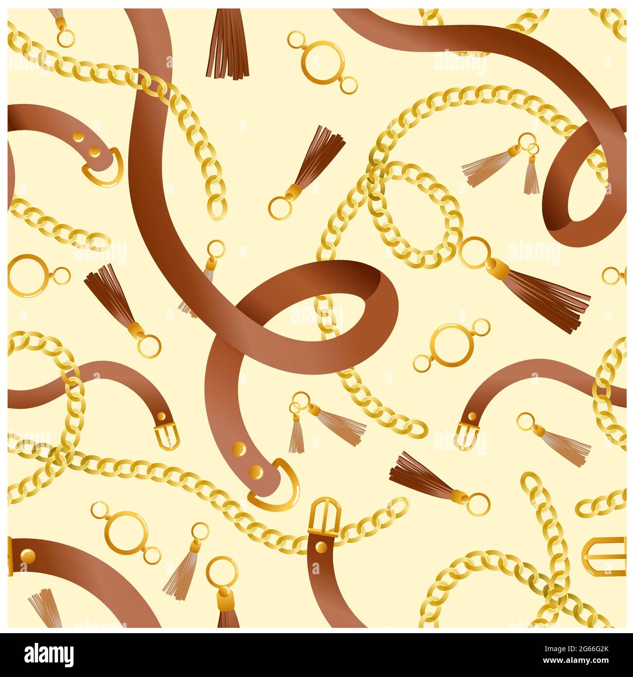 Illustration vectorielle d'un motif sans couture avec ceintures, chaîne et tresse pour une conception de tissu dans des couleurs claires. Illustration de Vecteur