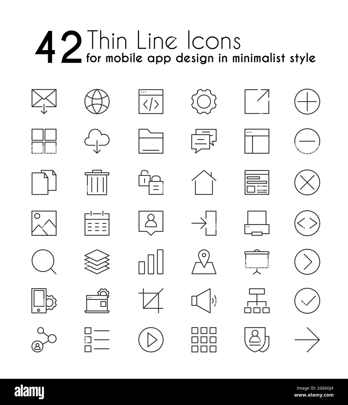 Jeu d'icônes linéaires vectorielles pour applications pour smartphone. Application mobile avec pictogrammes de ligne mince de style minimaliste. Bouton multimédia de téléphone portable, Cloud Illustration de Vecteur
