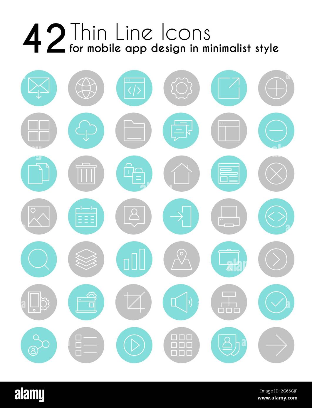 Jeu d'icônes linéaires vectorielles pour applications pour smartphone. Application mobile avec pictogrammes de ligne mince de style minimaliste. Fonctions du téléphone portable, bouton multimédia Illustration de Vecteur