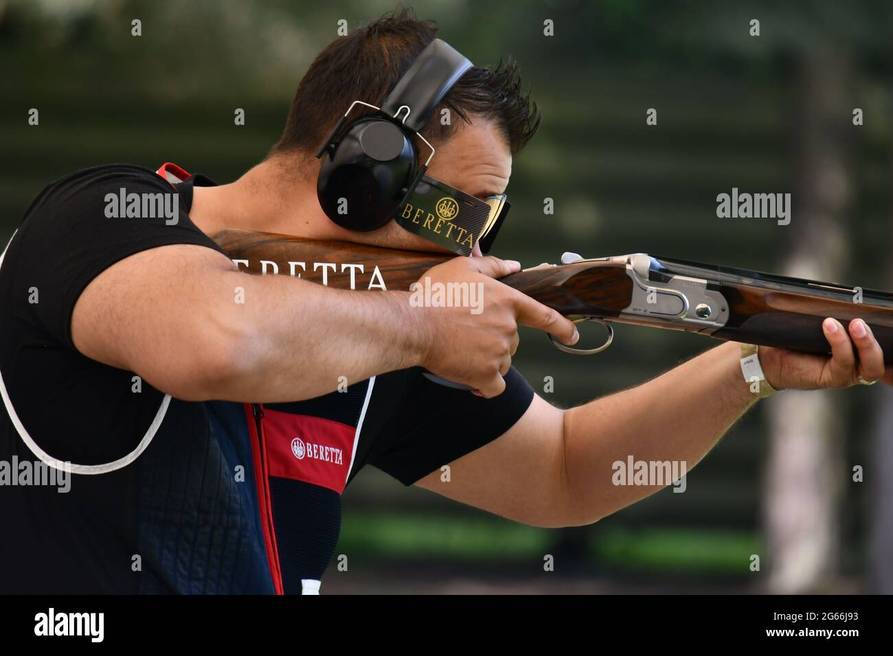 Aaron en lice dans la série britannique Shotgun juin 2021 Banque D'Images