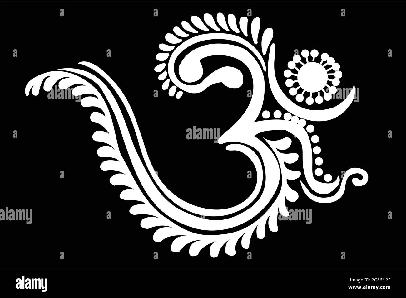 Indian Cultural Om design concept avec pétales de fleurs isolés sur fond noir Illustration de Vecteur