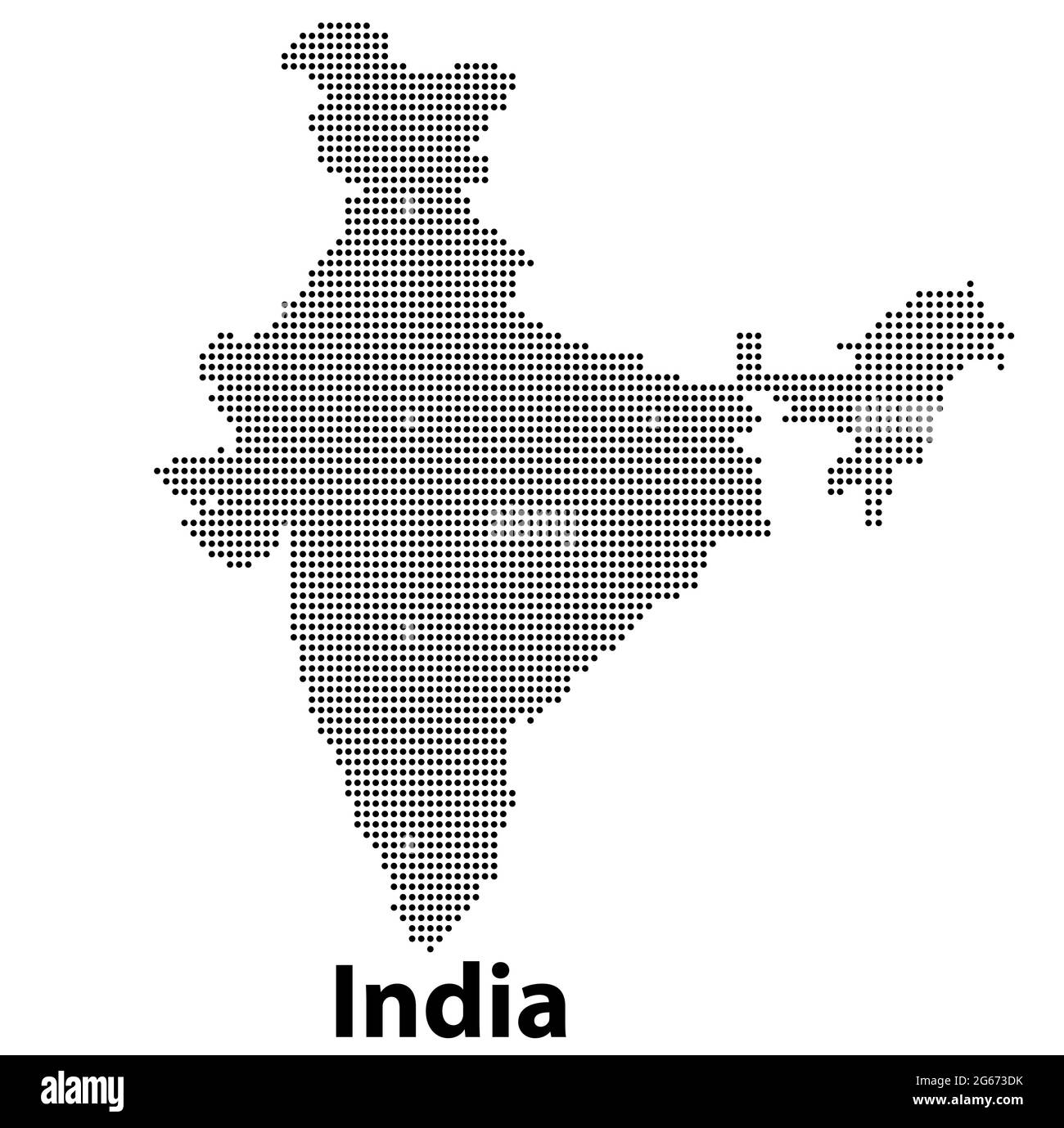 Carte vectorielle en demi-ton en pointillés du pays de l'Inde pour votre conception, Travel Illustration concept. Illustration de Vecteur