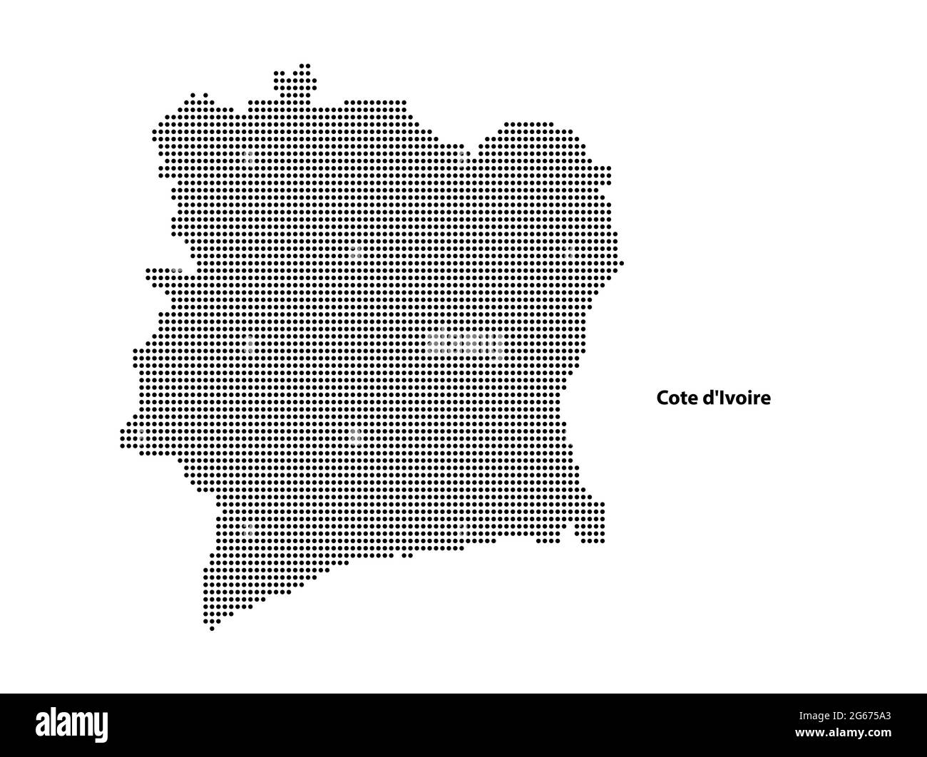 Carte vectorielle en demi-ton en pointillés du pays de la Côte d'Ivoire pour votre conception, Travel Illustration concept. Illustration de Vecteur