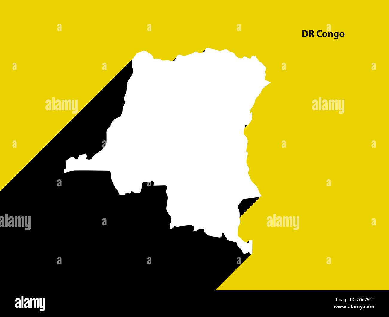 Dr Congo carte sur une affiche rétro avec une ombre longue.Signe vintage facile à éditer, manipuler, redimensionner ou coloriser. Illustration de Vecteur