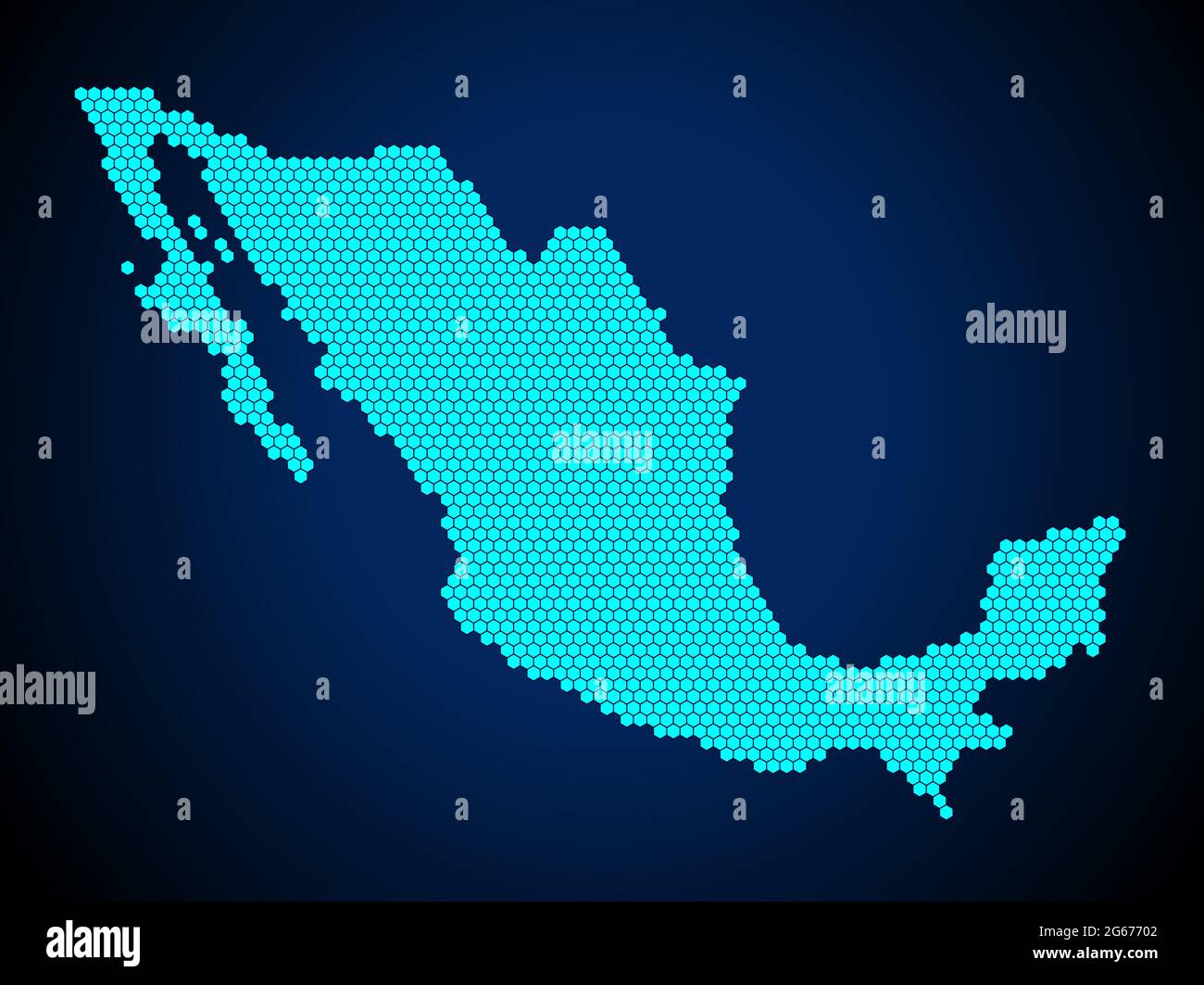 Carte texturée de la combe du miel ou de l'hexagon du Mexique isolée sur fond bleu foncé - illustration vectorielle Illustration de Vecteur